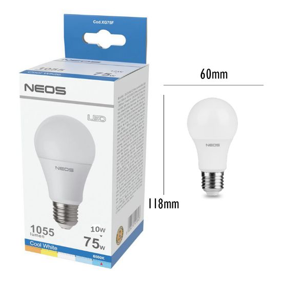 Immagine di LAMPADINE LED E27 10W GOCCIA LUCE FREDDA 1pz 6500K/1055im A+ - NEOS NOVALINE