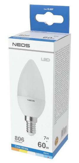 Picture of LAMPADINE LED E14 8W OLIVA LUCE FREDDA 1pz 6500K/806im A+ - NEOS NOVALINE