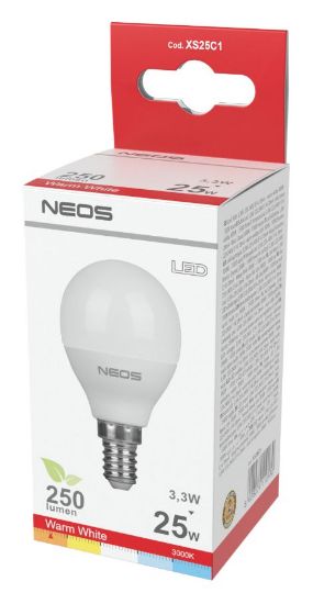 Picture of LAMPADINE LED E14 3,3W SFERA LUCE CALDA 1pz 3000K/250im A+ - NEOS NOVALINE