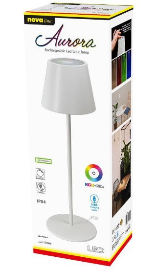 Picture of LAMPADA LED DA TAVOLO AURORA RICARICABILE RGB BIANCO - NOVALINE