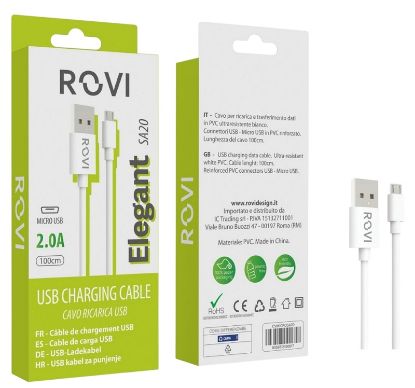 Immagine di CAVETTO USB MICRO PER ANDROID SA20 1mt 1pz BIANCO BLISTER - ROVI