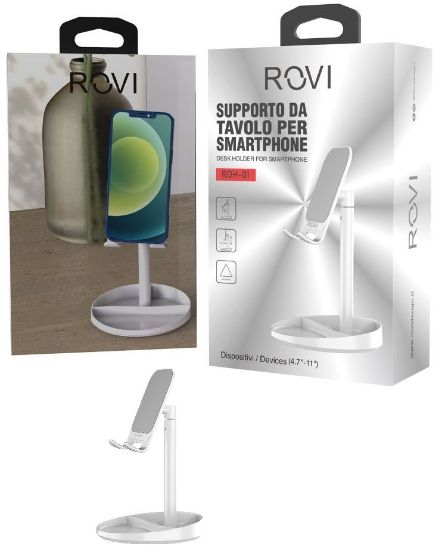 Picture of SUPPORTO DA TAVOLO CELLULARE RDH-01 1pz BIANCO - ROVI