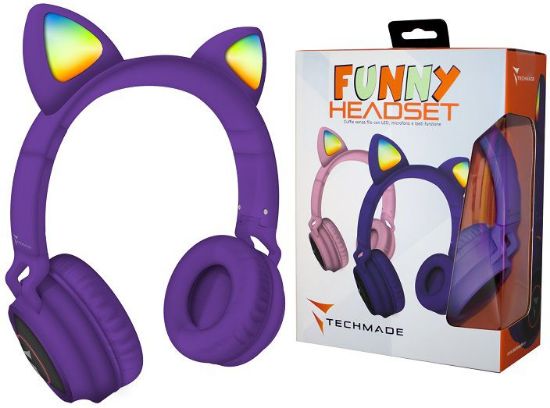 Immagine di AURICOLARI CUFFIE WIRELESS CON MICROFONO PURPLE 1pz CON MICROFONO