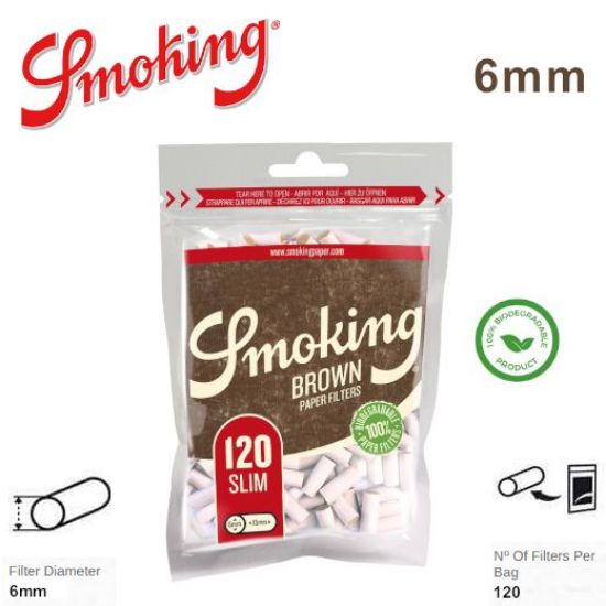 Picture of FILTRI SMOKING SLIM 6mm BIOD. BROWN 10x120pz BUSTINA (Acc. 4,32)-C00009007