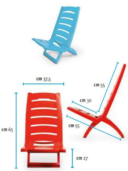 Immagine di SPIAGGINA SEDIA SPIAGGIA PCV 1pz AZZURRA Dim.37,5x55x65cm