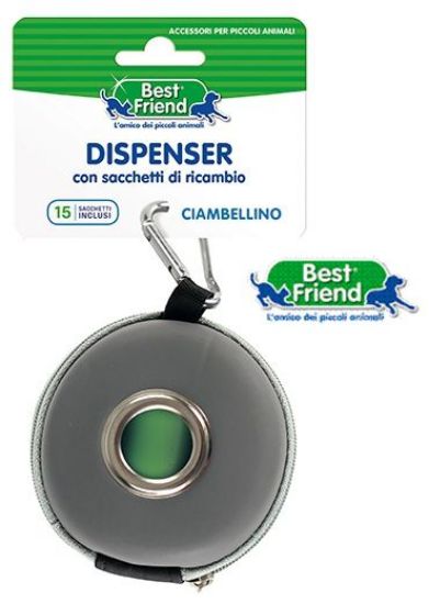 Picture of PET DISPENSER CIAMBELLINO + SACCHETTI RICAMBIO GRIGIO 8x8x4cm 1pz BEST FRIEND