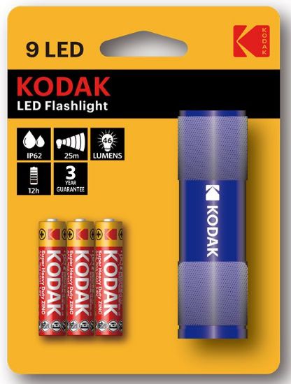 Immagine di TORCIA KODAK 9-LED FLASHLIGHT 1pz BLUE + 3AAA BLISTER