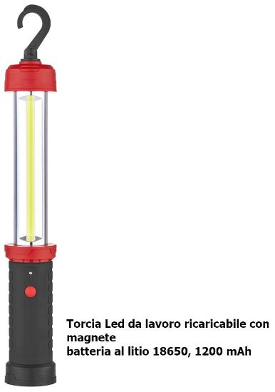 Picture of TORCIA LED RICARICABILE H.400xd.55mm 1pz BATTERIA LITIO - NOVALINE