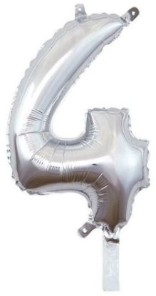 Immagine di PALLONCINI MYLAR NUMERO 4 ARGENTO 1pz - 35cm