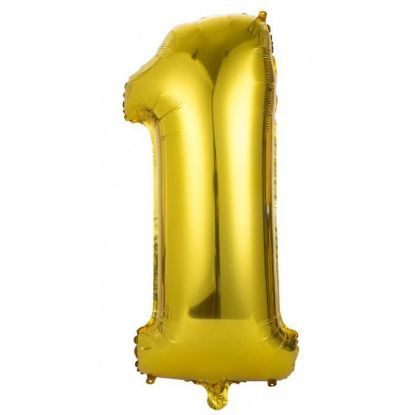 Immagine di PALLONCINI MYLAR NUMERO 1 ORO METAL 1pz - 101cm