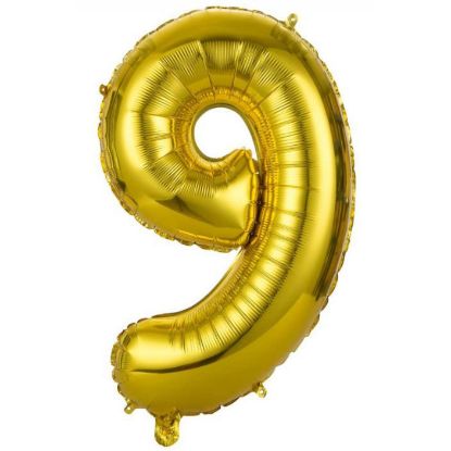 Immagine di PALLONCINI MYLAR NUMERO 9 ORO METAL 1pz - 101cm