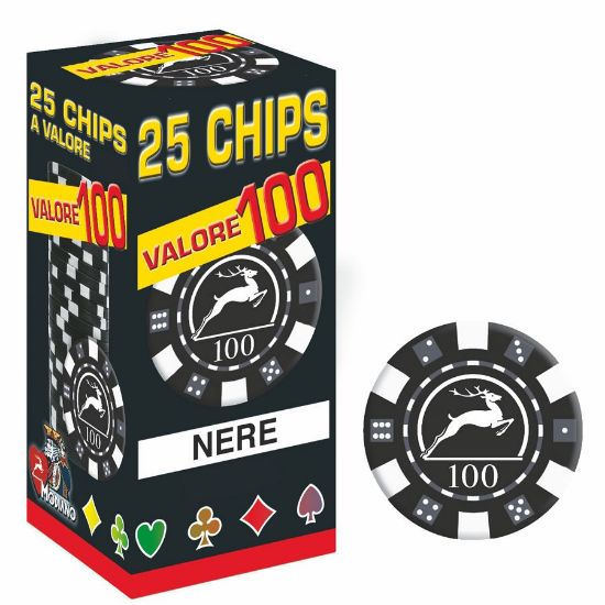 Picture of FICHES POKER CHIPS 25/PKP NERO VALORE 100 - MODIANO