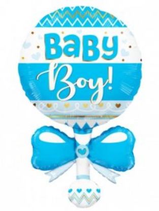 Immagine di PALLONCINI MYLAR SONAGLIO BABY BOY 1pz 90cm