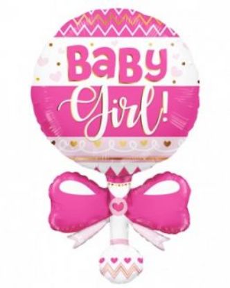 Immagine di PALLONCINI MYLAR SONAGLIO BABY GIRL 1pz 90cm