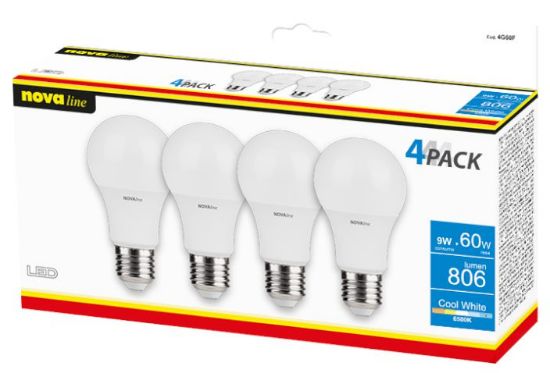 Picture of LAMPADINE LED E27 9W GOCCIA LUCE FREDDA 1x4pz 6500K/806im A+ - NEOS NOVALINE