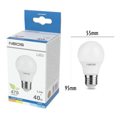 Immagine di LAMPADINE LED E27 5,5W GOCCIA LUCE FREDDA 1pz 6500K/470im A+ - NEOS NOVALINE