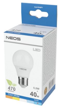 Picture of LAMPADINE LED E27 5,5W GOCCIA LUCE FREDDA 1pz 6500K/470im A+ - NEOS NOVALINE