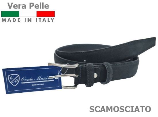 Picture of CINTURA UOMO CONTE MASSIMO BLU H.3,5cm 1pz  SCAMOSCIATO SCATOLA REGALO