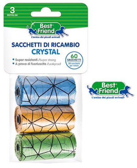 Picture of PET SACCHETTI 1pz x3 ROTOLINI da 20 SACCHETTI RICAMBIO CRYSTAL ARANCIONE/VERDE/BLU - BEST FRIEND