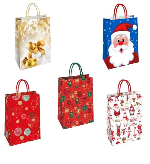 Immagine di SACCHETTI SHOPPER NATALE CARTA FLORIO 36x12x41cm 25pz ASS. NATALE 1