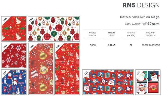 Picture of CARTA REGALO ROTOLO 100x5mt 32pz NATALE DESIGN