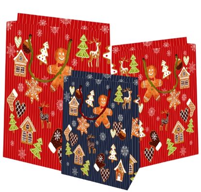 Immagine di SACCHETTI SHOPPER DECOR 18x11x23cm 10pz NOEL NATALE