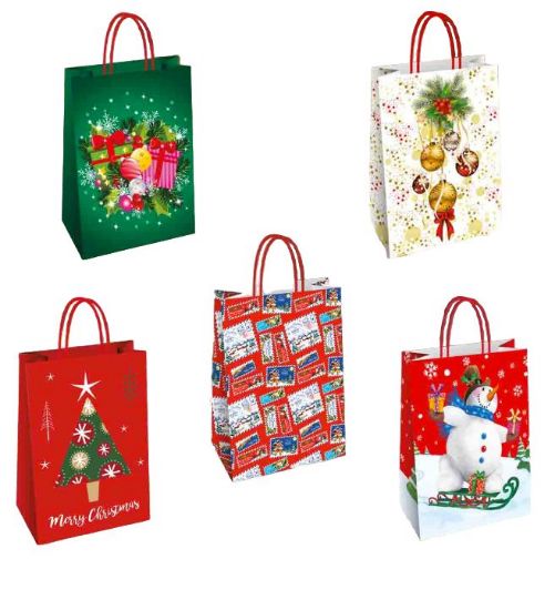 Immagine di SACCHETTI SHOPPER NATALE CARTA FLORIO 21x8x26cm 25pz ASS. NATALE 2