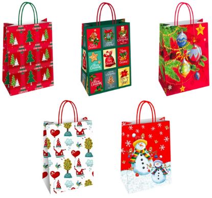 Immagine di SACCHETTI SHOPPER NATALE CARTA FLORIO 23x10x29cm 25pz ASS. NATALE 1