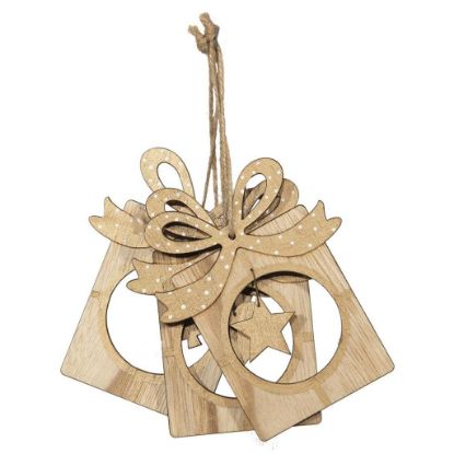 Picture of DECORO STELLA CUORE ALBERO 3pz LEGNO 6,5X11cm