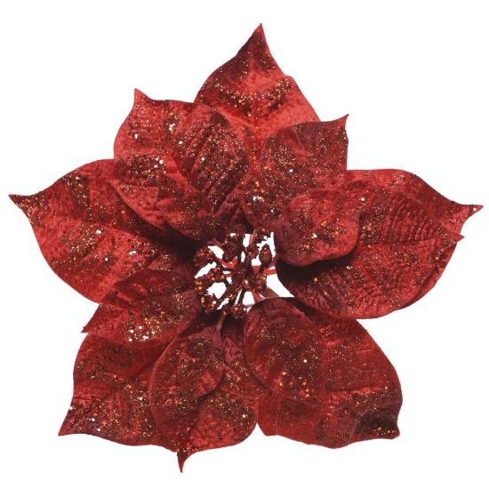 Picture of FIORE STELLA NATALE D26cmROSSO GLITTER CON CLIP