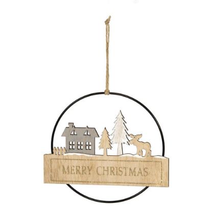 Picture of DECORO RENNA MERRY XMAS  D22cm LEGNO