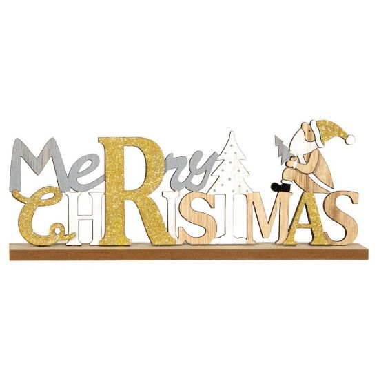 Picture of DECORO MERRY XMAS 29X5H11cm ORO ARGENTO