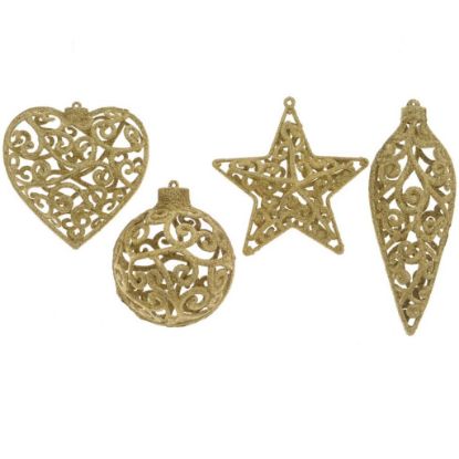 Picture of DECORO XMAS ORO H4cm CUORE/SFERA/STELLA/GOCCIA