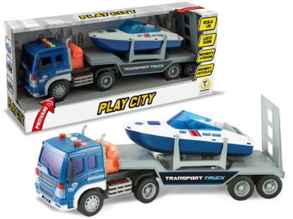 Immagine di GIOCHI PLAY CITY - CAMION CON BISARCA PORTA BARCA A FRIZ.IONE