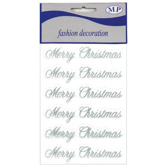 Picture of STICKERS 6 MERRY XMAS ARGENTO GLITTER