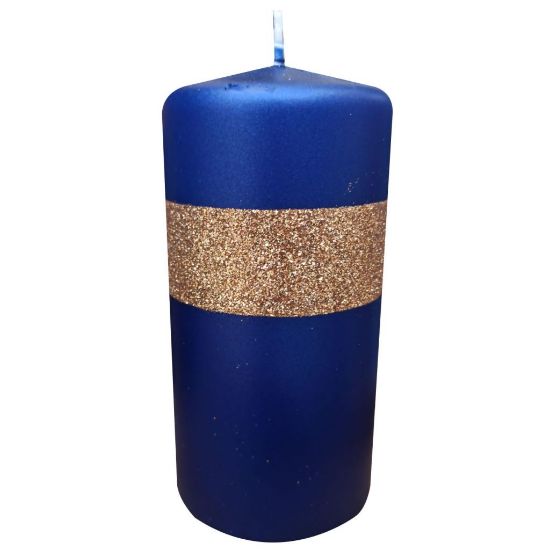 Picture of CANDELA MOCCOLO BLU/ORO  D7H15cm - NATALE