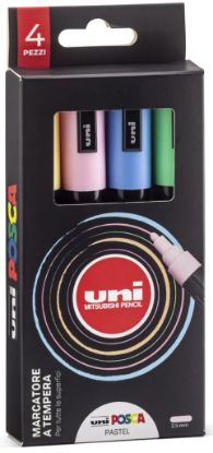 Immagine di PENNARELLI UNI POSCA MEDIO ASS. 4pz PC5 PASTEL