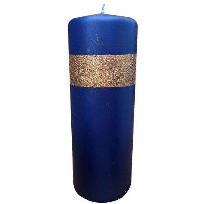 Immagine di CANDELA MOCCOLO BLU/ORO  D7H20cm - NATALE