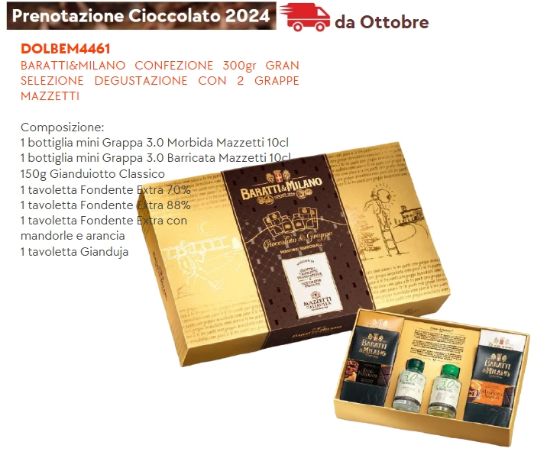 Immagine di BARATTI&MILANO CONFEZIONE 300gr GRAN SELEZIONE DEGUSTAZIONE CON 2 GRAPPE MAZZETTI - PR2024