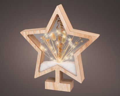 Picture of DECORAZIONE STELLA LEGNO LED H28cm 25L