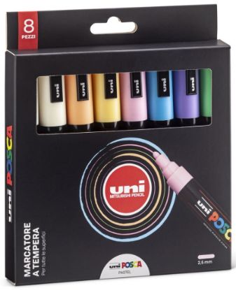 Immagine di PENNARELLI UNI POSCA MEDIO ASS. 8pz PC5 PASTEL