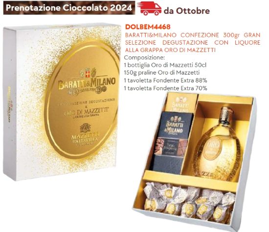 Immagine di BARATTI&MILANO CONFEZIONE 300gr GRAN SELEZIONE DEGUSTAZIONE CON LIQUORE ALLA GRAPPA ORO DI MAZZETTI - PR2024