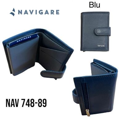 Immagine di PORTAFOGLIO UOMO NAVIGARE BLU 1pz VERA PELLE - METAL BOX