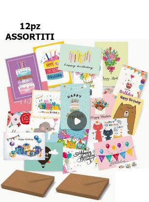 Immagine di BIGLIETTI AUGURI 12pz ASSORTITI composta da:------