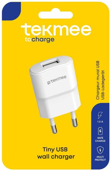 Picture of PRESA ALIMENTAZIONE DA MURO USB 1 PLUG 1pz BIANCO TEKMEE