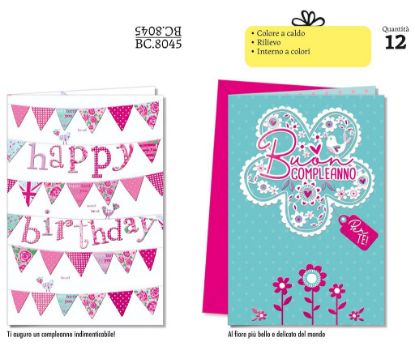 Picture of BIGLIETTI CROMO COMPLEANNO FEMMINILE 12pz