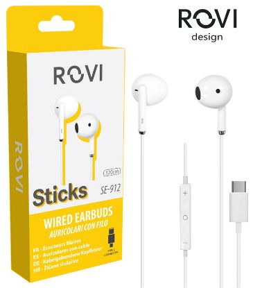 Picture of AURICOLARI CUFFIE STICKS SE912 1pz TYPE-C BIANCO BLISTER - ROVI