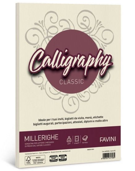 Immagine di CARTA MILLERIGHE A4 200GR 50FG AVORIO CALLIGRAPHY