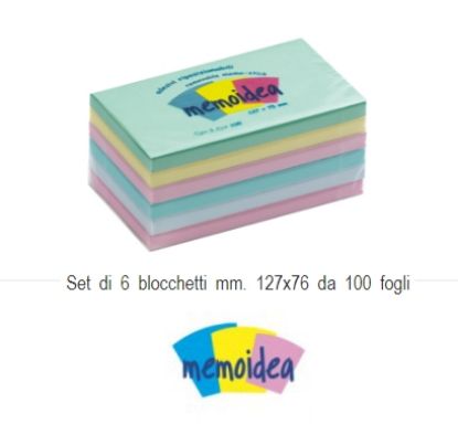 Immagine di POST-IT NOTES 217x76 6x100fg COLOR PASTELLO 6colori - MEMOIDEA