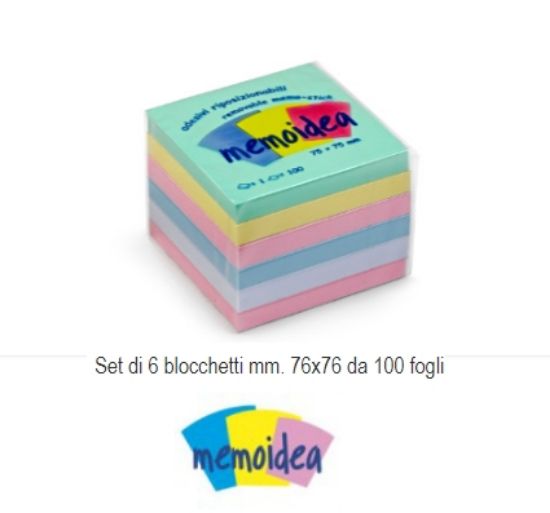 Immagine di POST-IT NOTES 76x76 6x100fg COLOR PASTELLO 6colori - MEMOIDEA